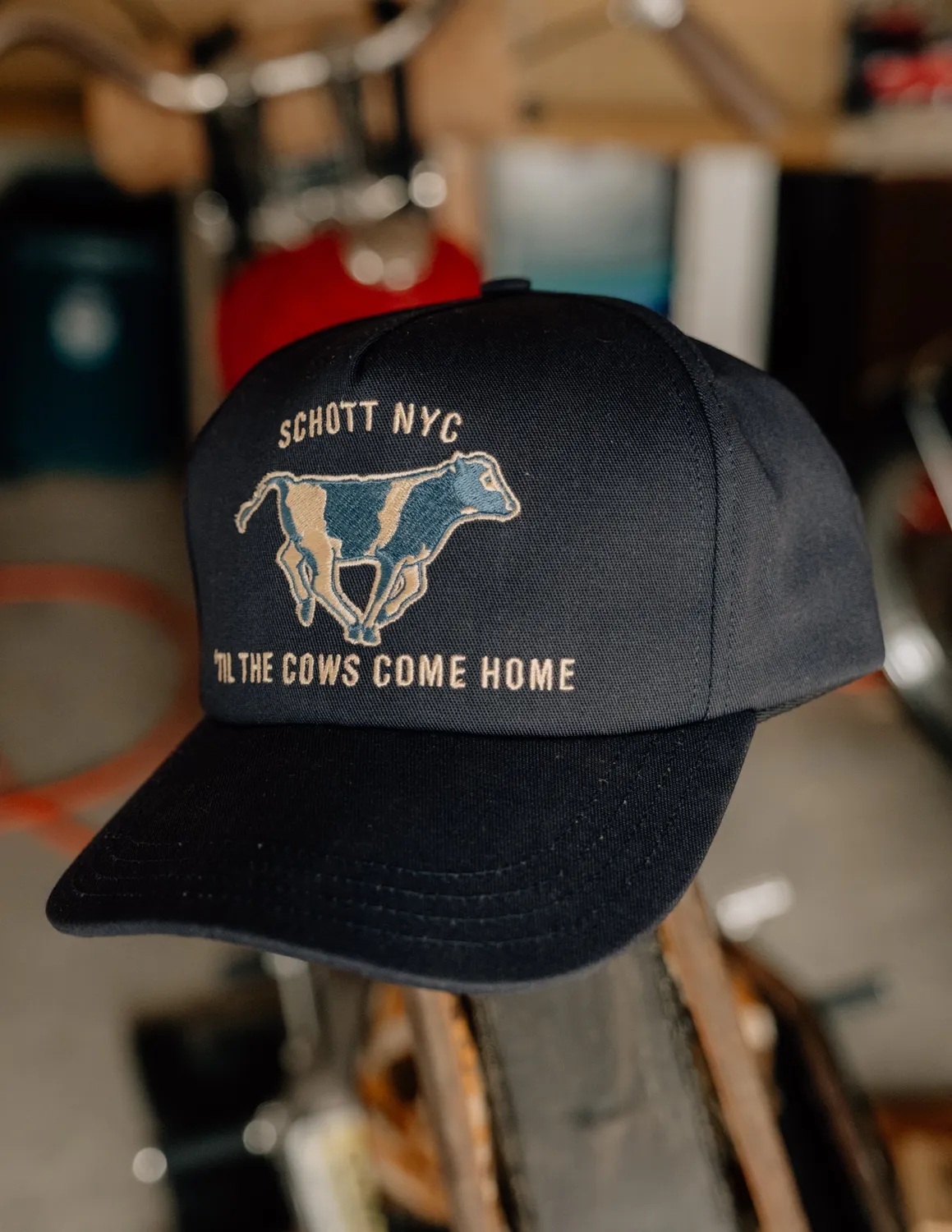 Schott NYC HCOW caps Navy brodert ku