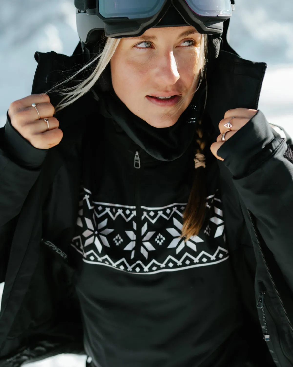 Spyder Vivid quarter zip baselayer dame svart fukttransporterende