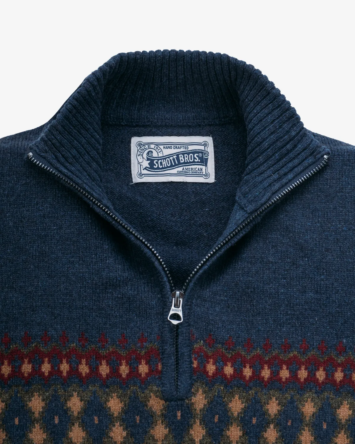 Schott NYC SW2634 ullgenser navy glidelås