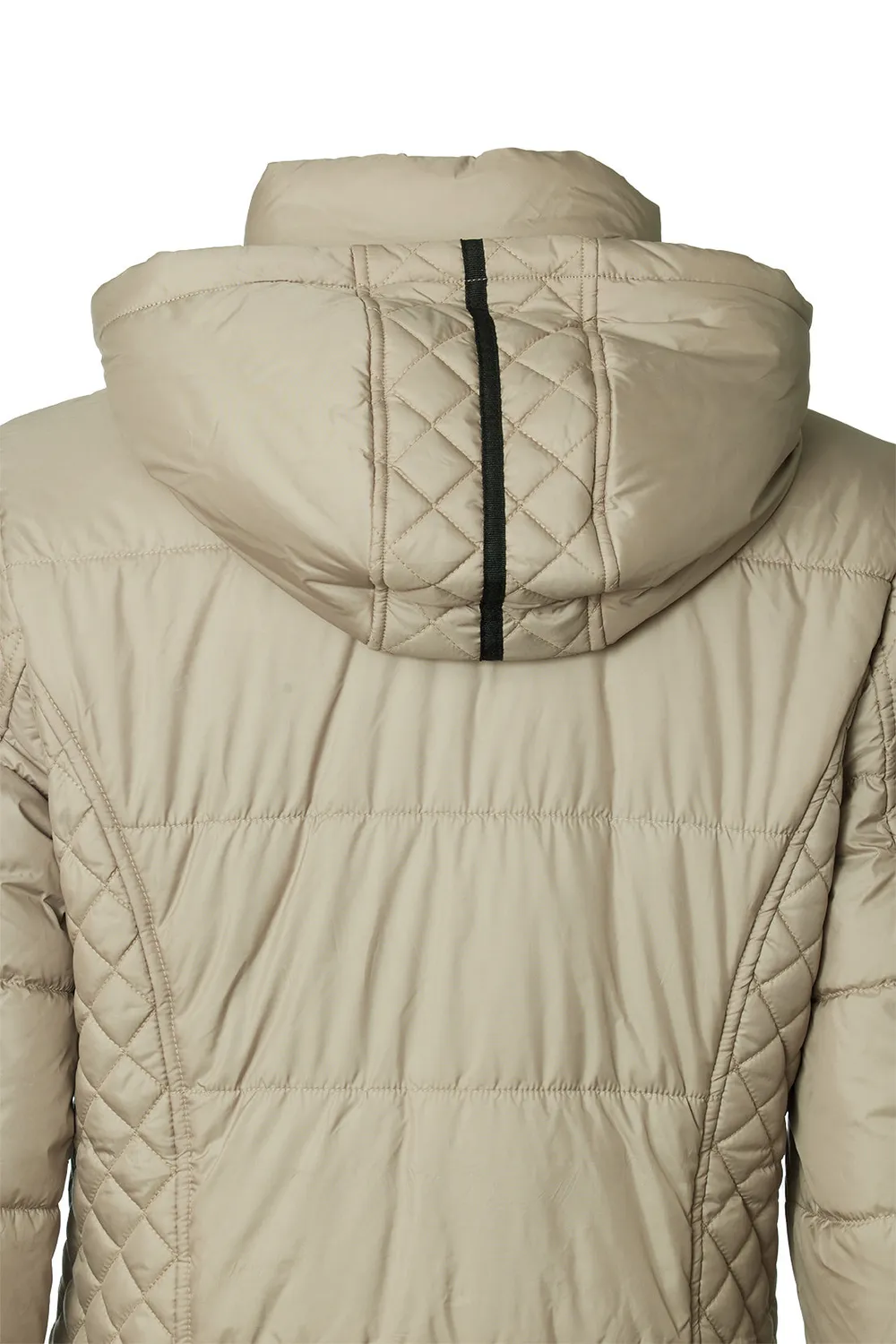 Windfield Ester vinterjakke sand/svart lang vindtett