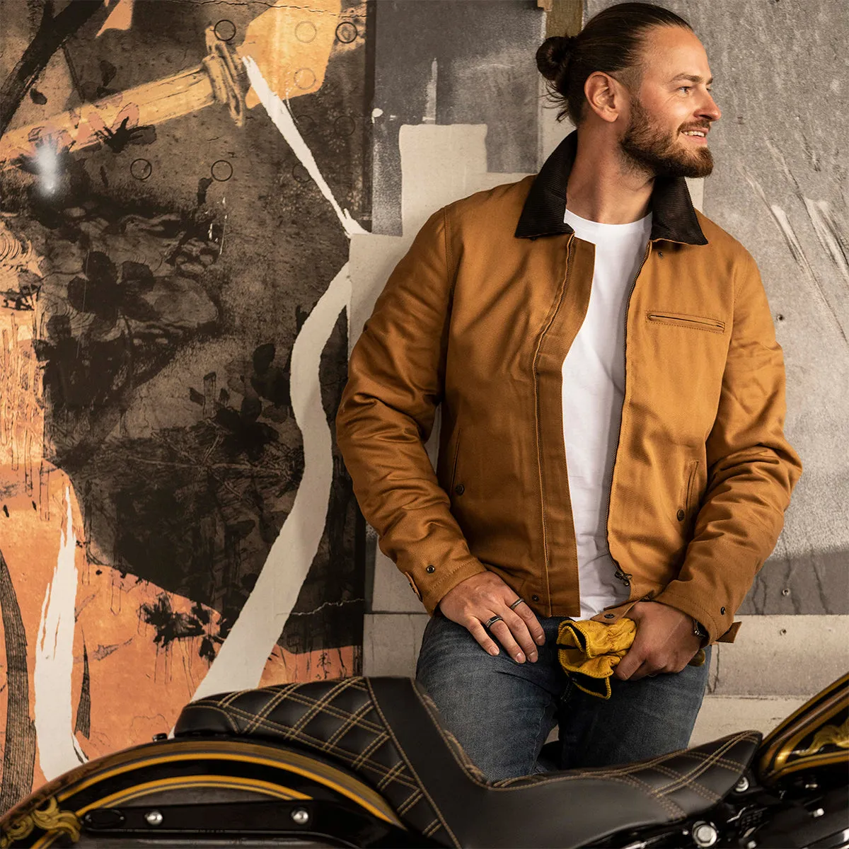 Rokker Canvas Jacket motorsykkeljakke tobakkbrun AA