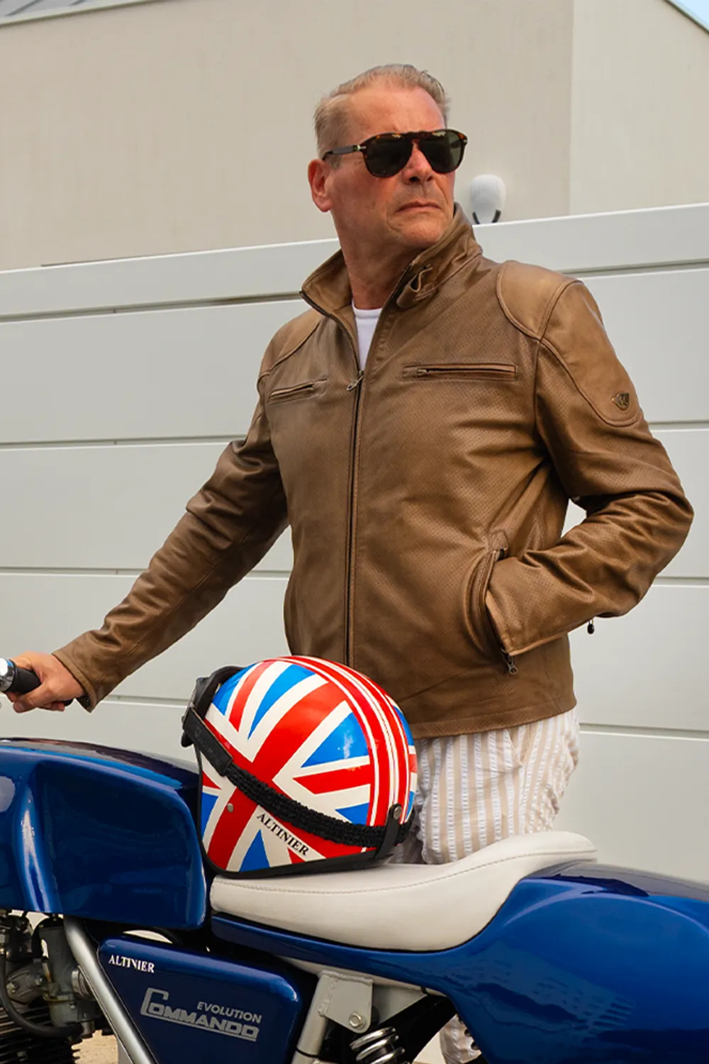 Matchless Osborne Vent Blouson skinnjakke bronse perforert