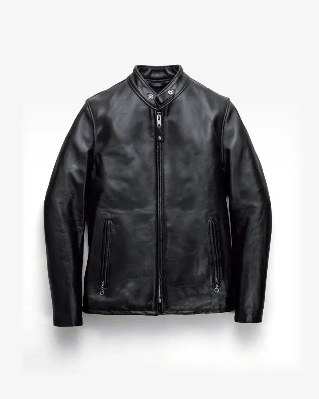 Schott NYC 654 Cafe Racer skinnjakke svart lett kuskinn