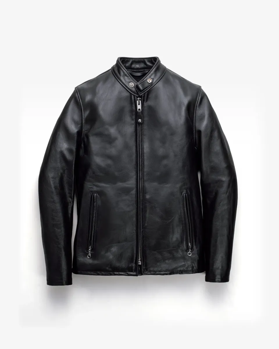 Schott NYC 654 Cafe Racer skinnjakke svart lett kuskinn