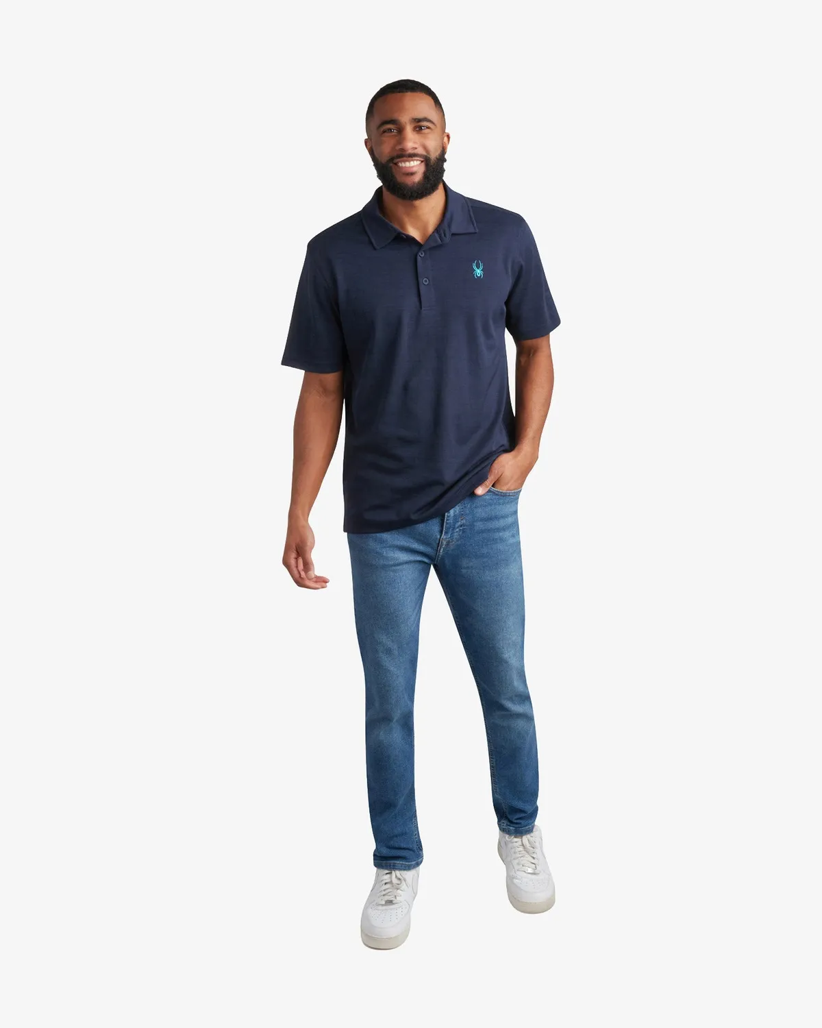 Spyder Tech polo heather black kort erme pustende