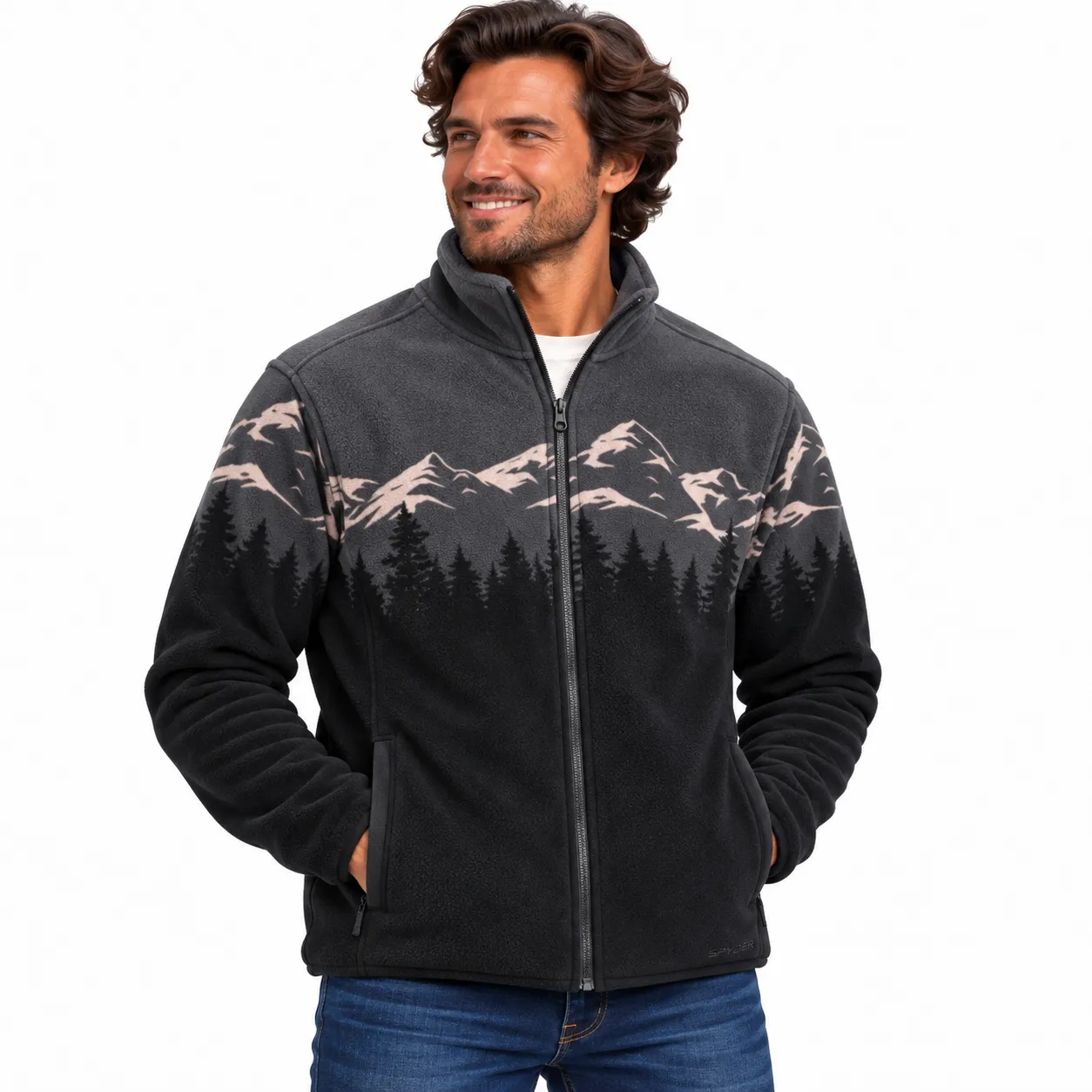 Spyder Print Sherpa fleecejakke Black mønstret