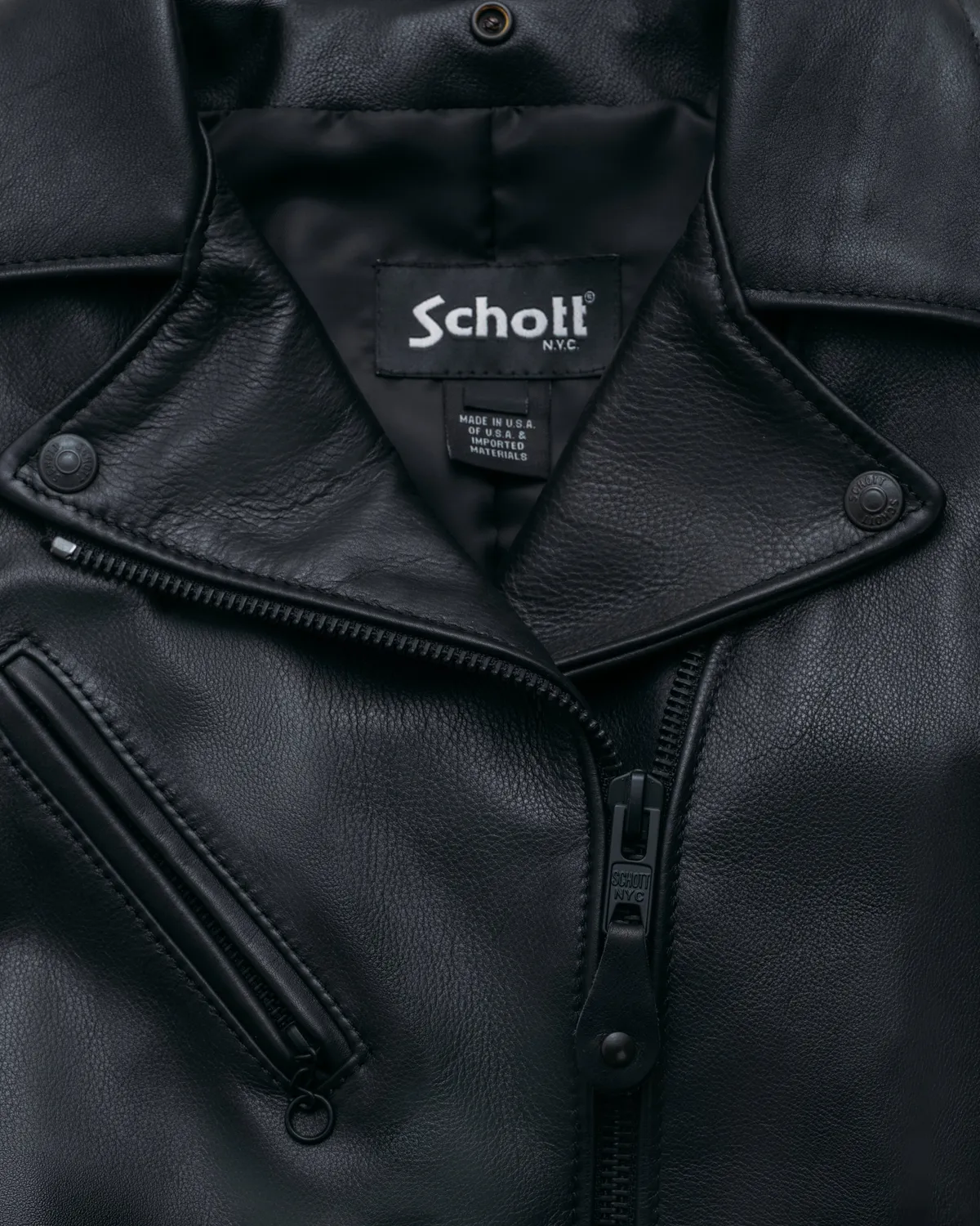 Schott NYC 503W motorsykkeljakke dame sort kuskinn