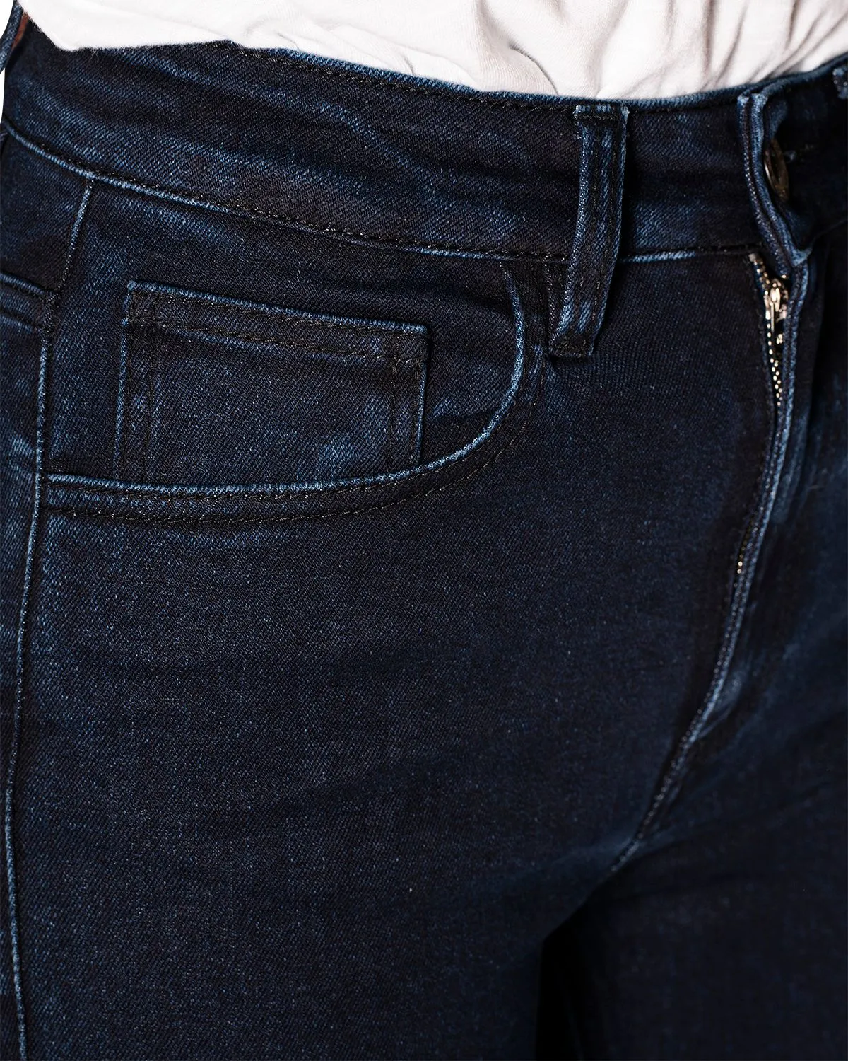Rokker Rokkertech MC-jeans dame mørkeblå high-waist