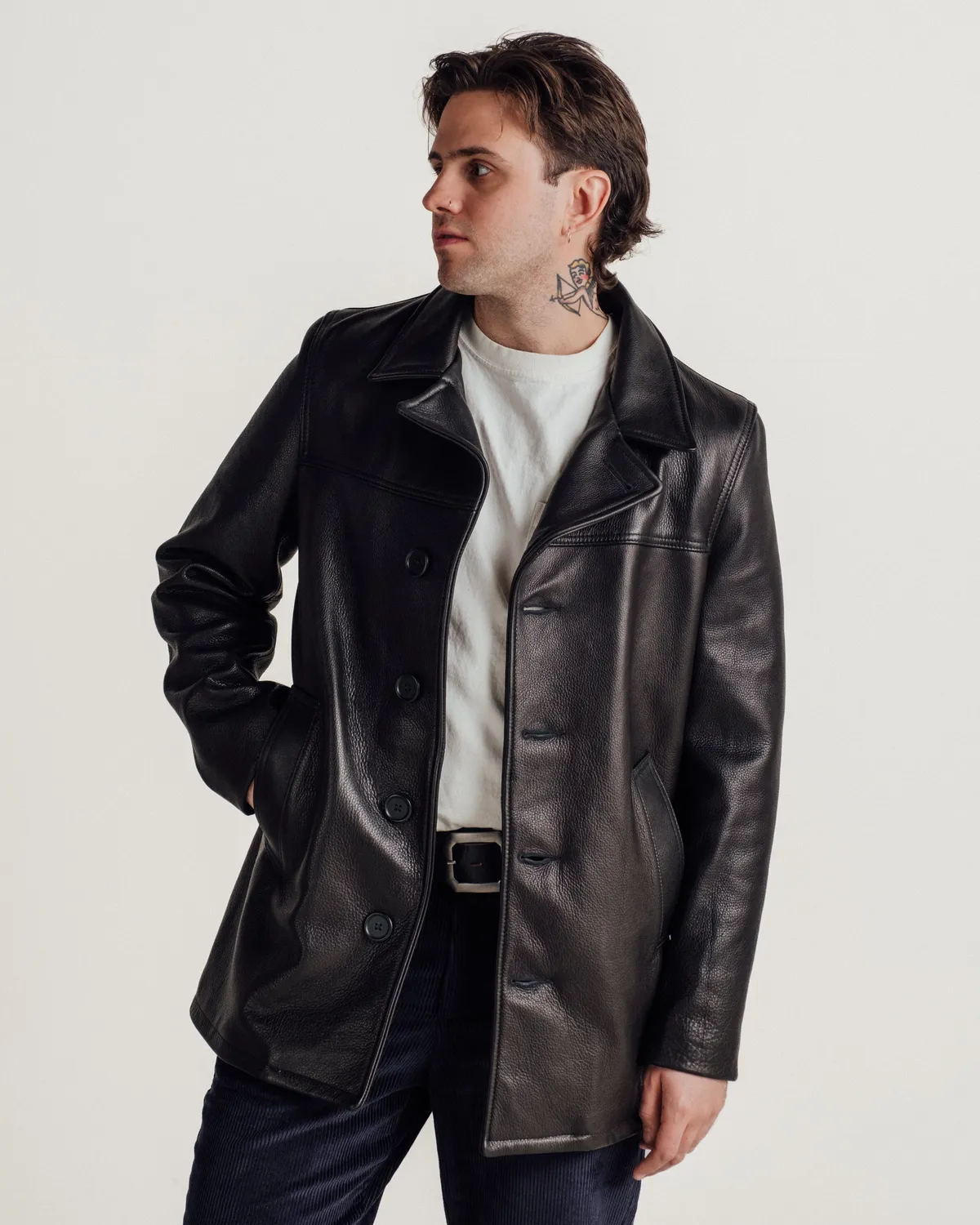 Schott NYC 564 car coat skinnjakke svart
