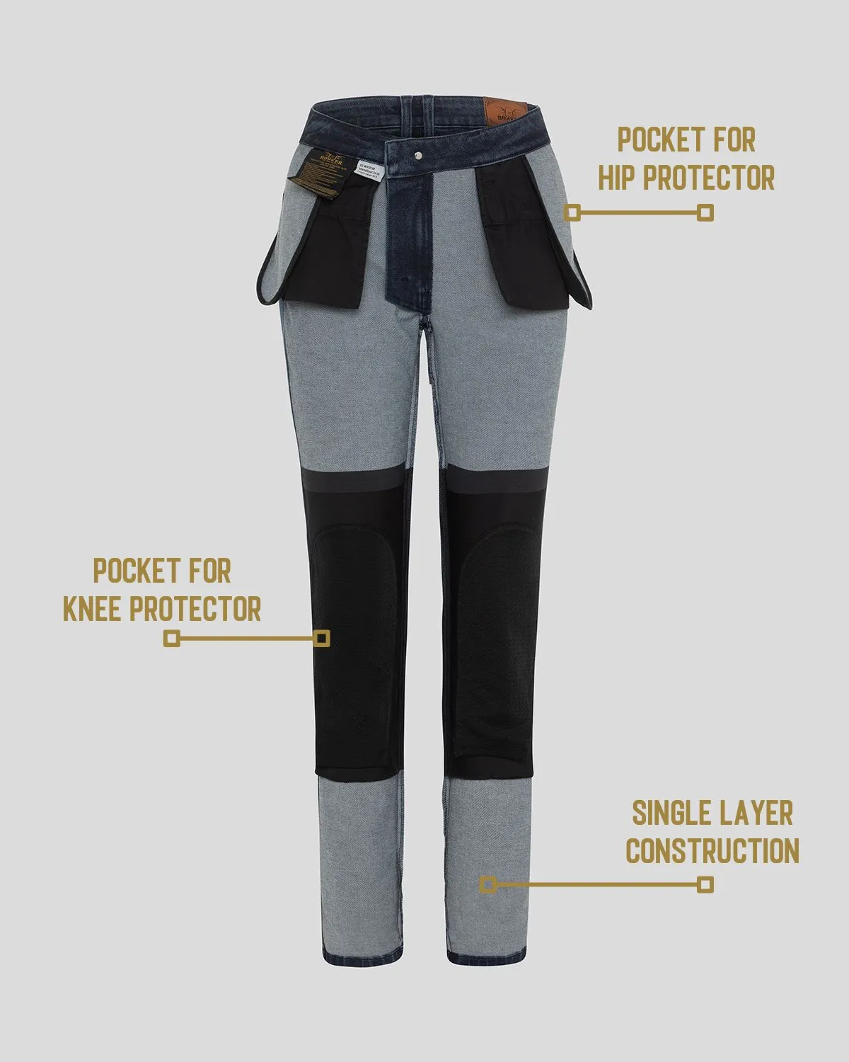 Rokker ROKKERTECH Mid Straight motorsykkeljeans blå