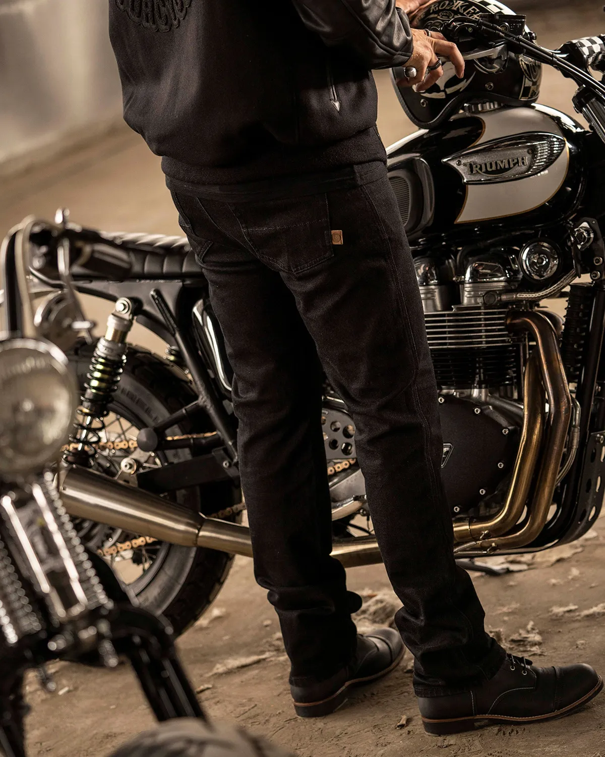 Rokker Hunter Black motorsykkeljeans svart AA
