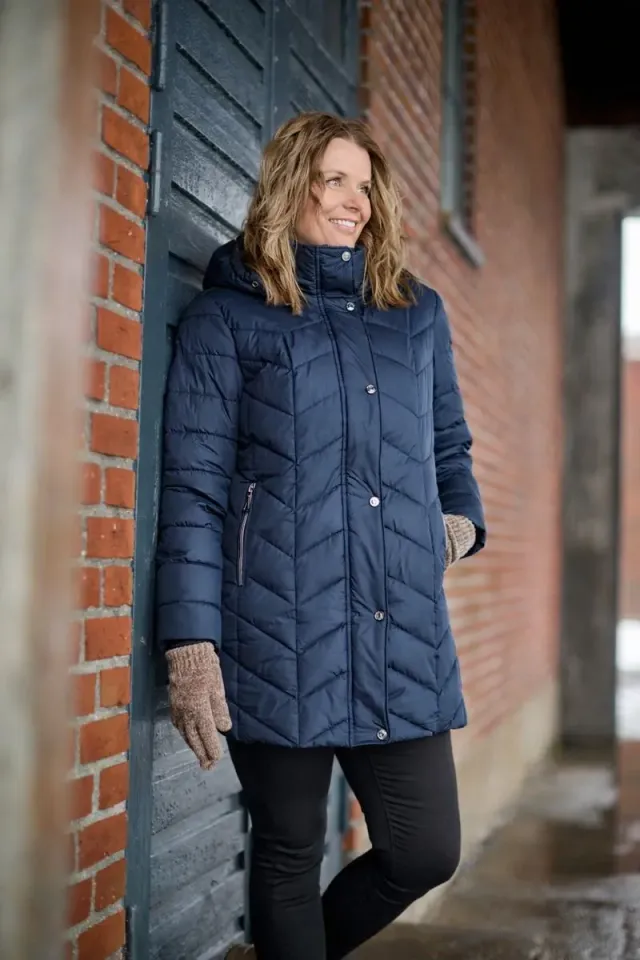 Windfield Jenni vinterjakke marineblå lang vindtett