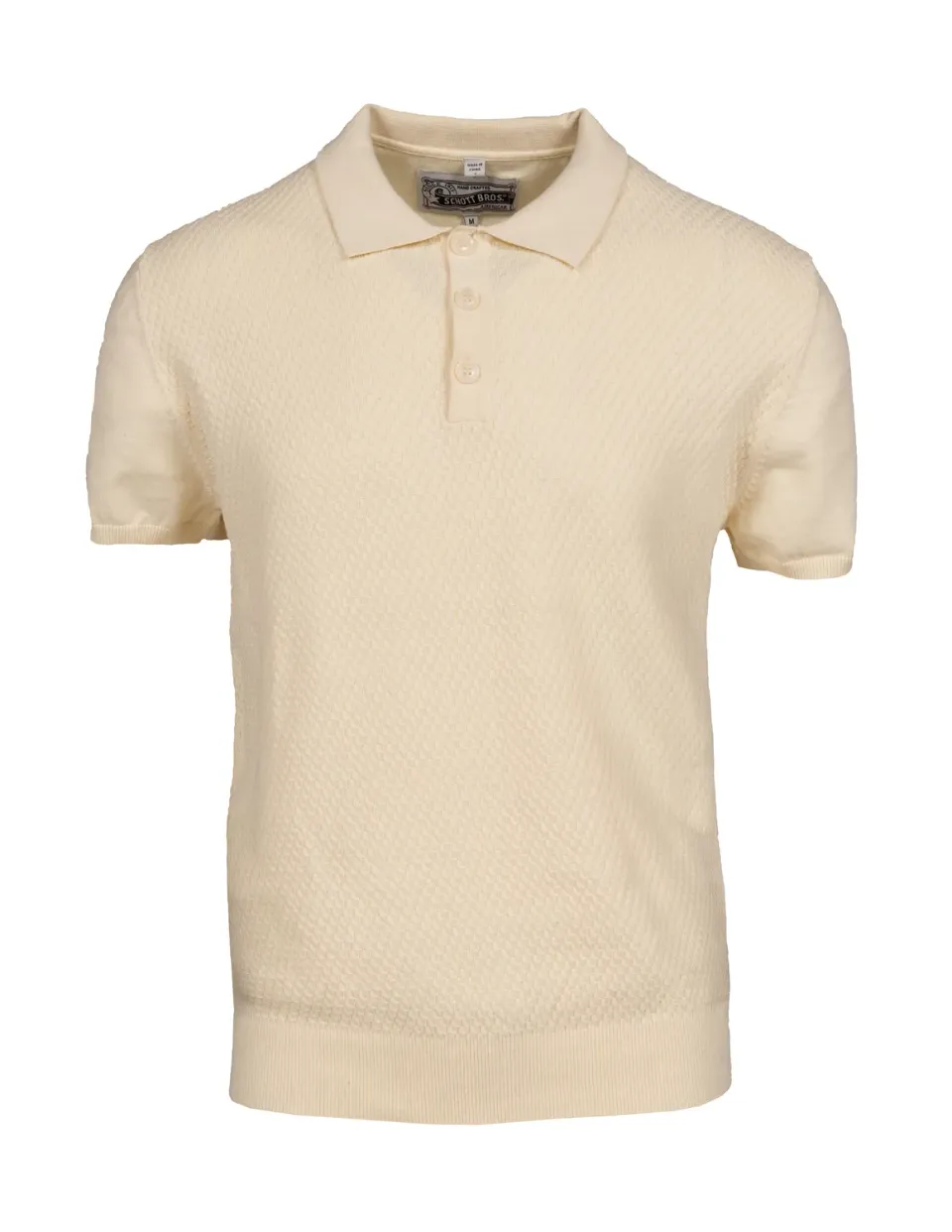 Schott NYC SH2409 polo off white bomull 27 tommer
