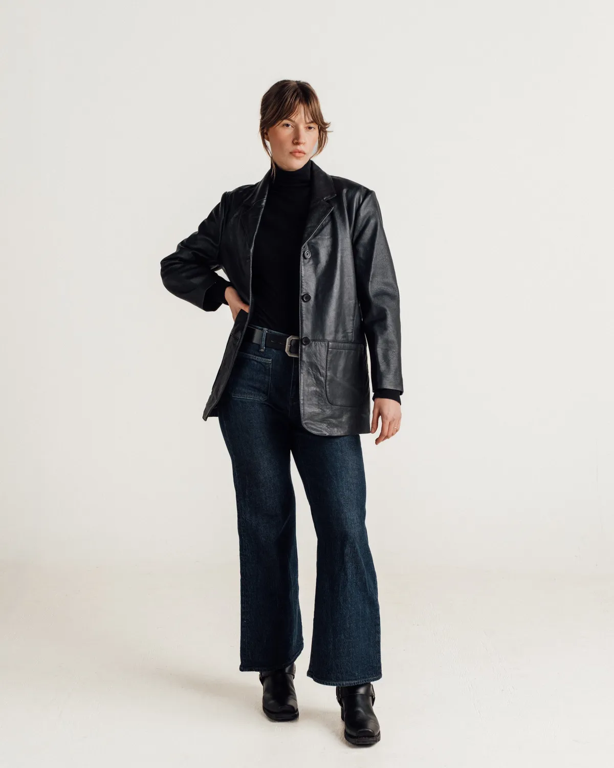 Schott NYC 2535W skinnblazer svart lammeskinn