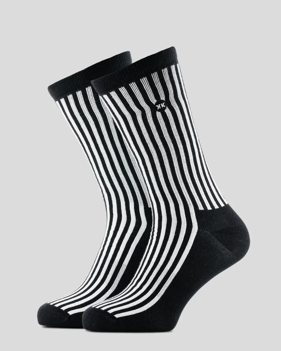 Rokker Long Stripes sokker hvit-svart økobomull