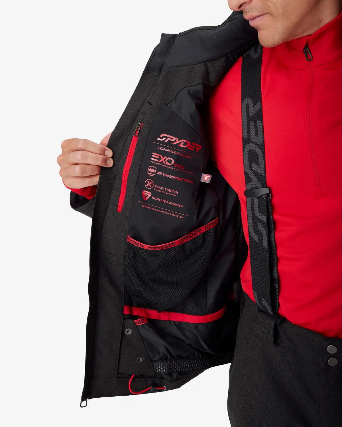 Spyder Titan Jacket skijakke Black Melange herre