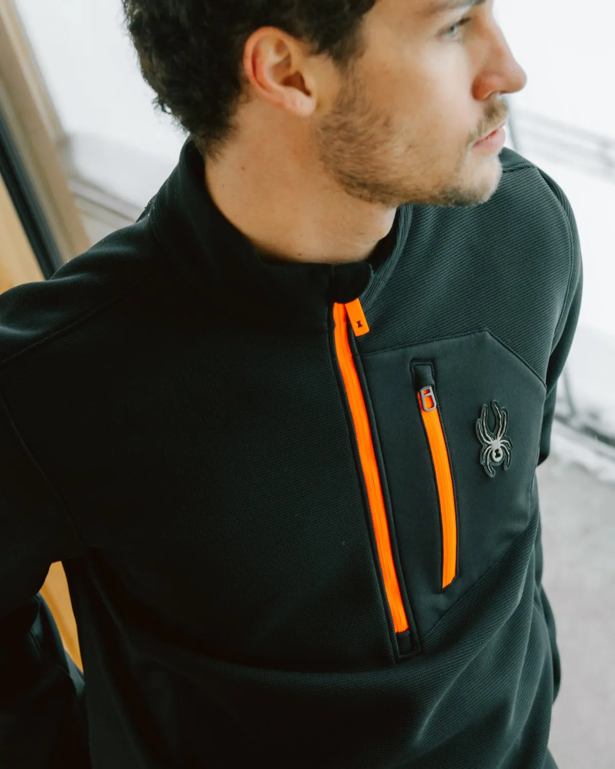 Spyder Bandit fleecegenser half-zip Fusion Orange stretch