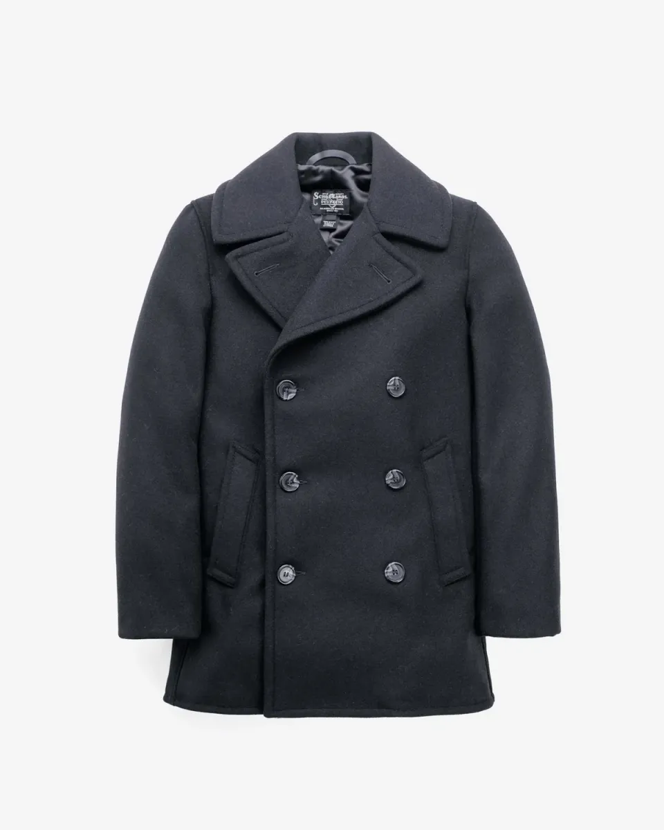 Schott NYC 764 peacoat ullkåpe svart 28oz