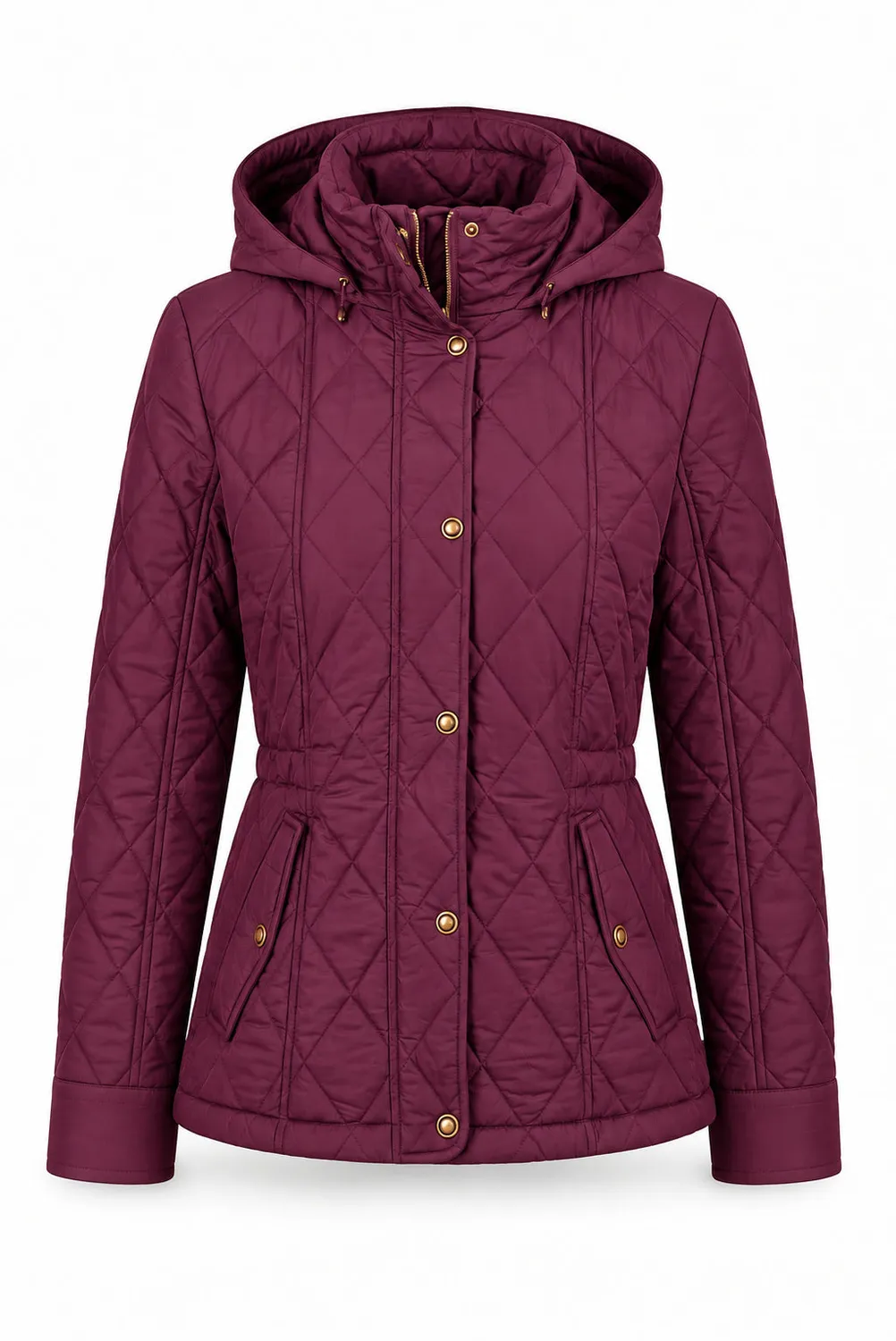 Danwear Windfield Kinga vinterjakke Wine quiltet lang