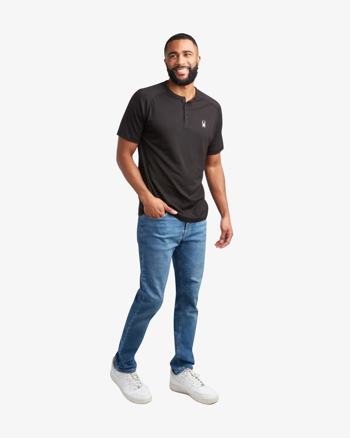 Spyder Short Sleeve Henley t-skjorte Sort UPF 30+