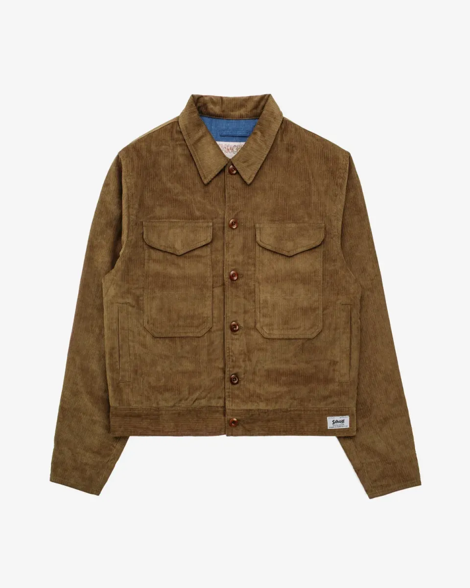 Schott NYC 8612 arbeidsjakke oliven kord
