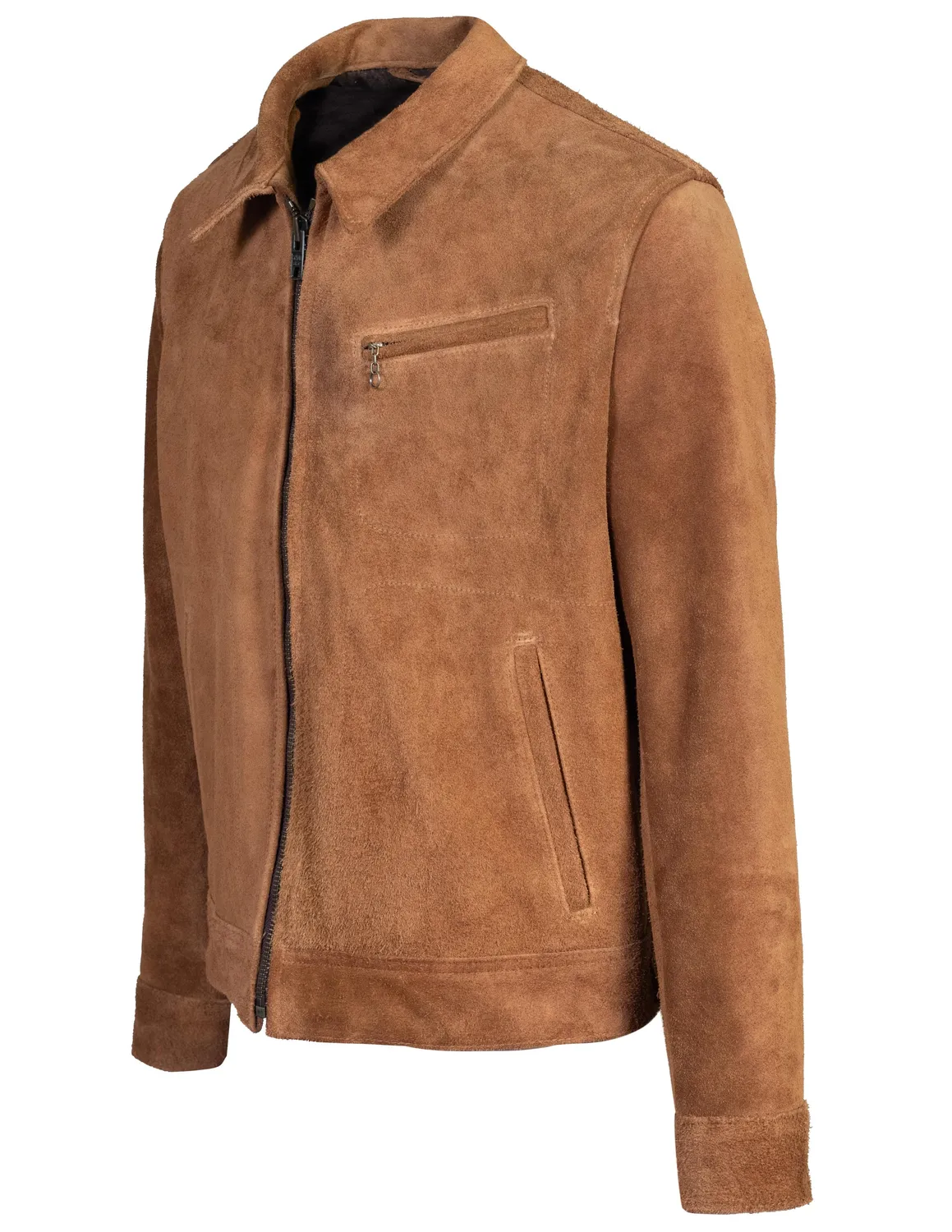 Schott NYC 375 skinnjakke semsket uforet brun