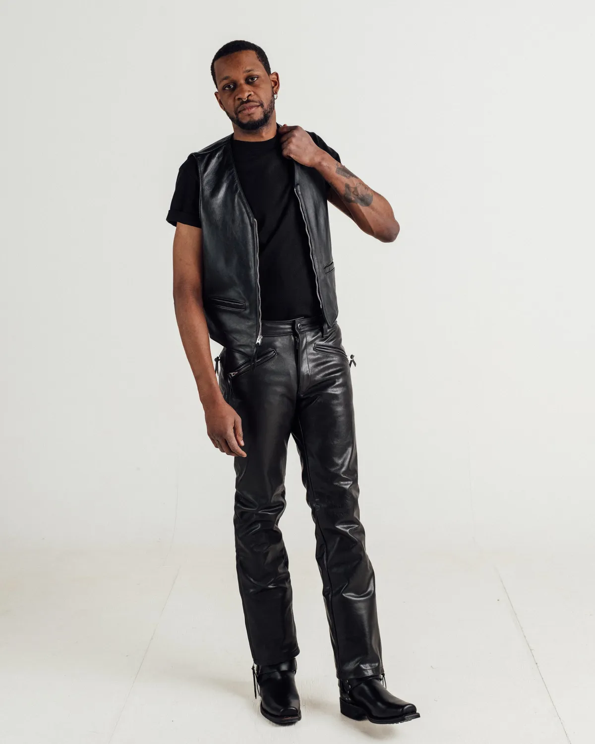 Schott NYC 193V mc-vest svart nakent kuskinn