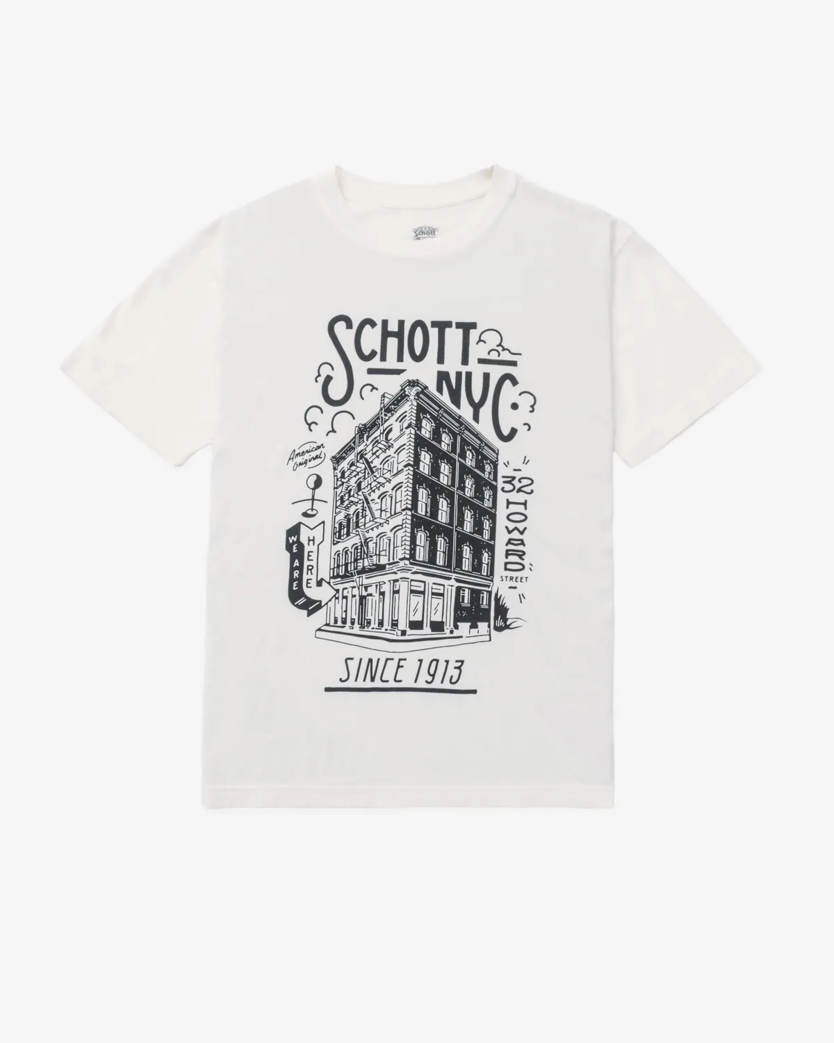 Schott NYC TSNY25 t-skjorte off white butikktrykk