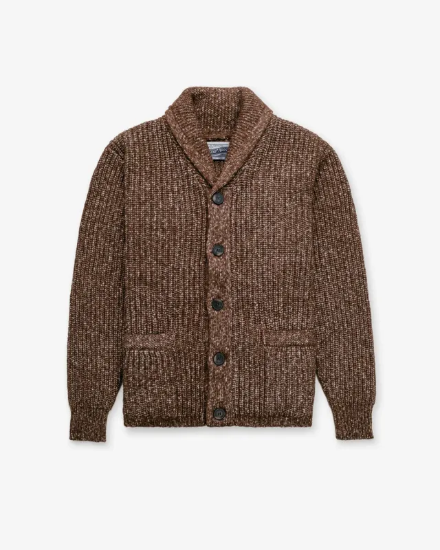 Schott NYC SW2135 cardigan yak brun sjalhals