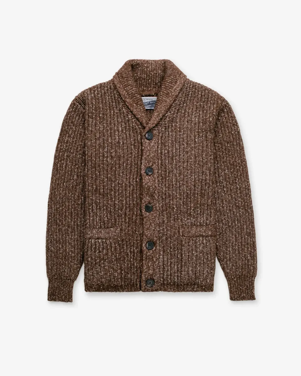 Schott NYC SW2135 cardigan yak brun sjalhals