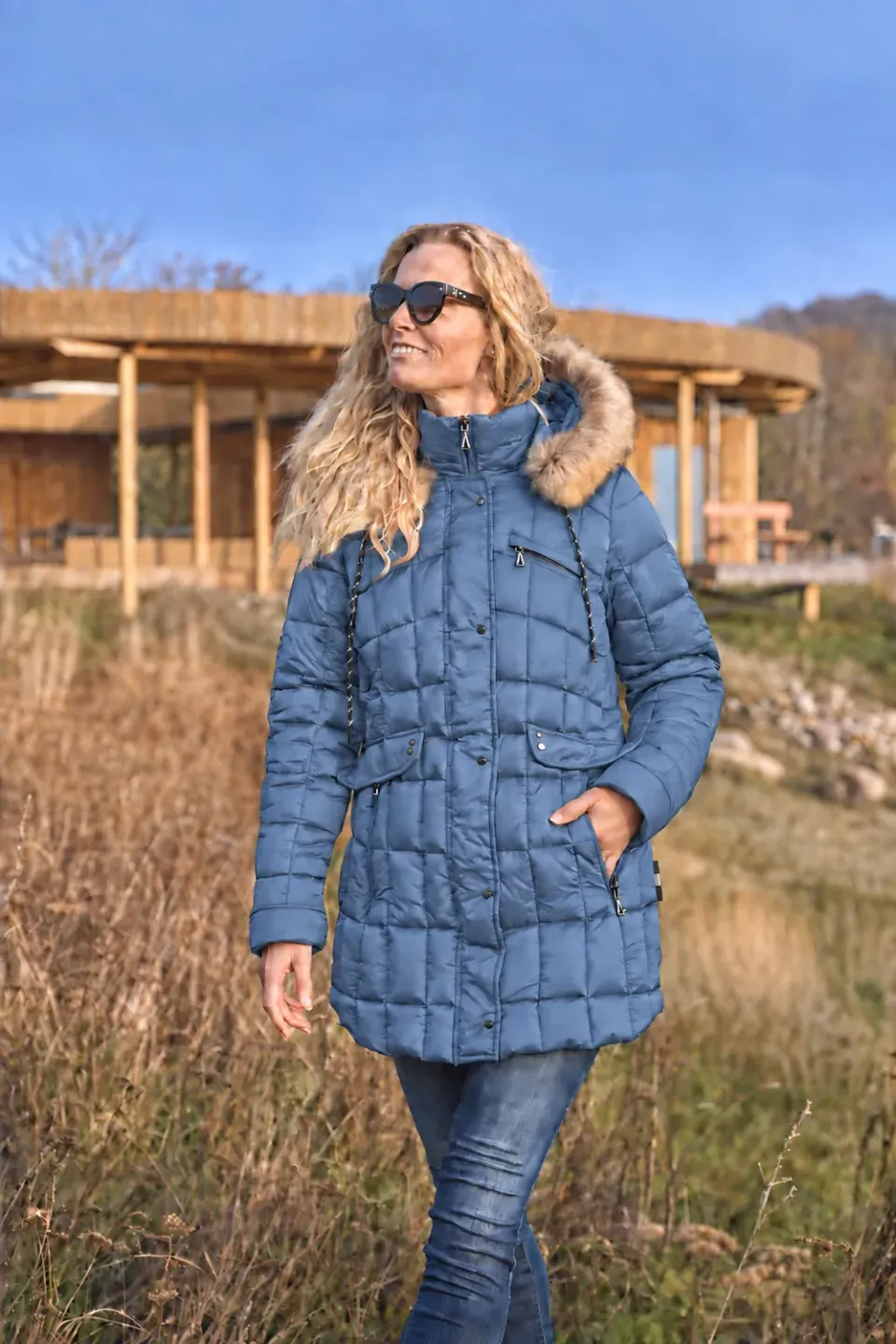 Danwear Windfield Kora P vinterjakke blue varm